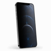 Apple iPhone 12 Pro Matte Privacy hydrogel screen protector – angled demonstration with the left side obscured and right side visible